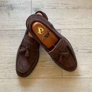 Dark Brown Suede Tassel Loafers